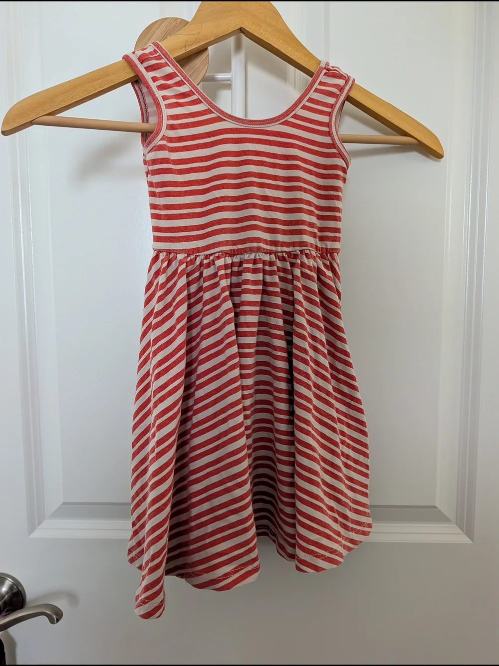 Alice and Ames 3T Toddler Girls' Striped Tank Dress - Coral and Beige